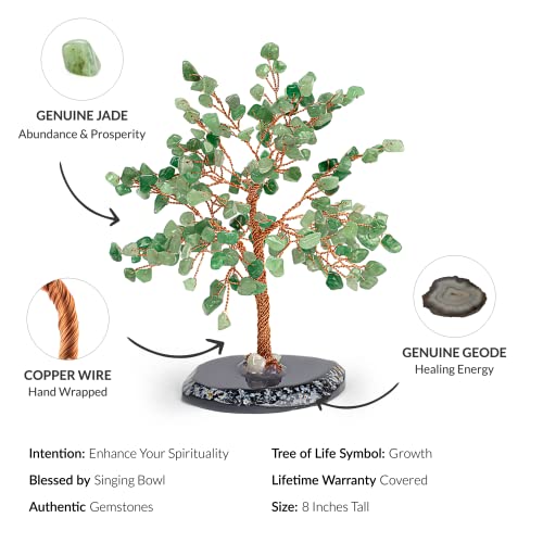 Karma And Luck - Luck & Success - Real Jade Stones Feng Shui Medium Tree Of Life To Manifest Your Dreams Hand-Wrapped With Copper Wire Handmade With Love In Bali To Bless Your Home #TOP1