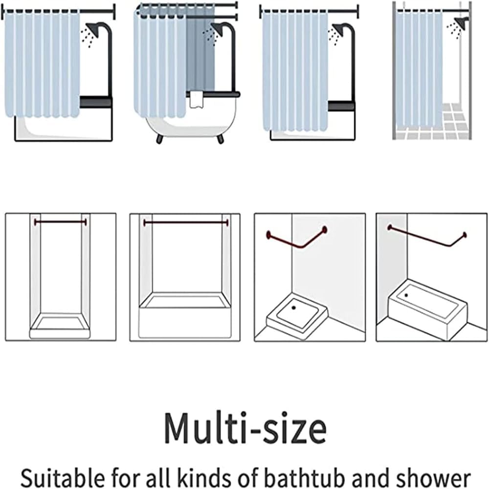 Rideau de Douche Gris Clair, 300 x 195 cm (L x H), Couleur Unie, imperméable, pour Salle de Bain, Maison, Cabine de Douche, hôtel, Baignoire, avec Crochets.
