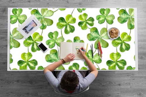 Tapis de bureau 120x60 cm en vinyle PVC Trèfle pour espace de travail