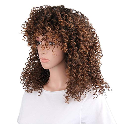 Petite perruque cheveux bouclés marron jaune pour masquer les cheveux fins - 2