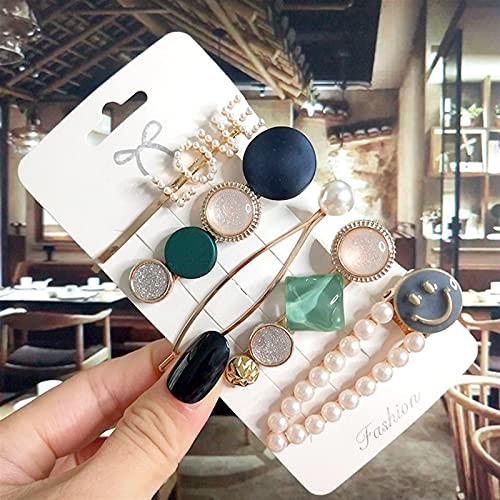 TLBBJ Accessoires pour Cheveux 6pcs / Set Crystal Pearl Crystal Pinces à Cheveux pour Femme Girl Hair Accessoires Mode Acrylique Gold Barrette Bijoux Mode (Color : S5 Blue) Cover