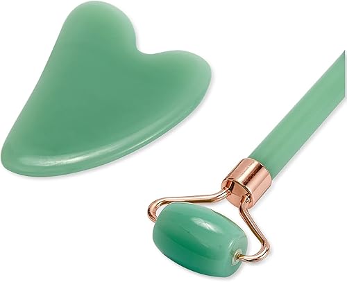 Miniatura 4 de Paquete de 5 herramientas de masaje de rodillo facial Gua Sha piedra natural aventurina cuerpo Guasha tabla de cuidado de la piel masajeador facial