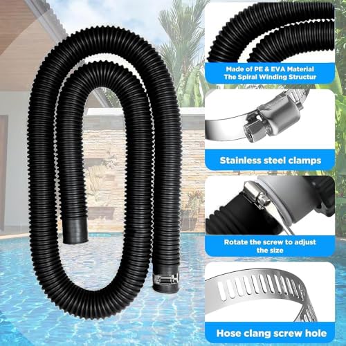 TUIBEIDAMAI Poolschlauch 32mm für Poolpumpen,2 Stück Schlauch pool 150cm mit 4 Stück Sicherungsclip Und 1 Stück schlauchverbinder, Schwimmbadschlauch 32mm,Für Filterpumpe und Schwimmbad
