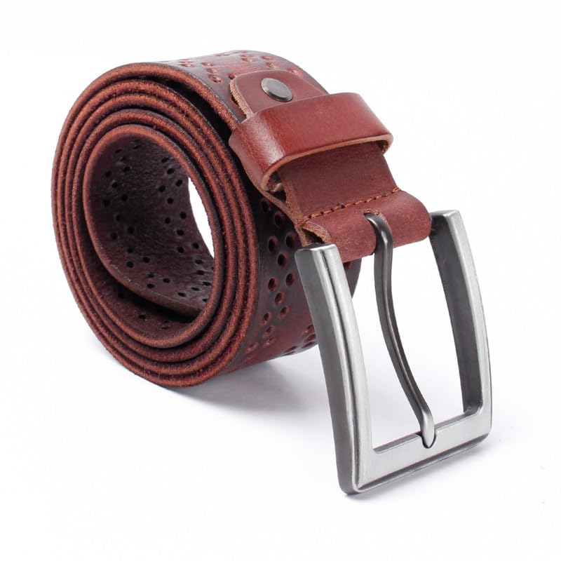 Genuine Leather Belt for Men with Adjustable Buckle-Perfect for Formal & Casual Wear, Jeans, Office, Party or Daily Use-Classic Stylish Waist Belt with Elegant Gift Box