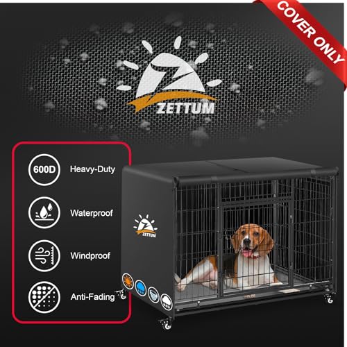 Zettum 60 cm Hundekäfig Abdeckung, Hundekäfigabdeckung Winddicht und langlebig, 600D Oxford strapazierfähig Hundebox Abdeckung, universell passend für Hundekäfige (Ohne Hundekäfig - 61x45x50 cm)