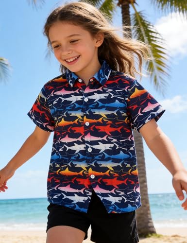 Image of Boys Hawaiian Shirt Kids Button Down Aloha Beach Hawaii Tops 5-14Y