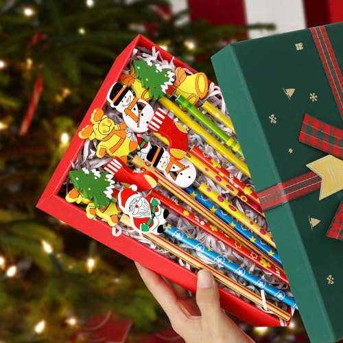 24 lápices navideños con adornos de madera multicolor miniatura 6