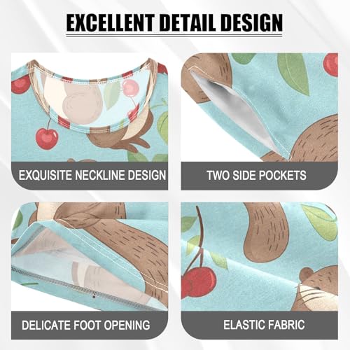 ALAZA Cherry Otter Cartoon Pajamas Short Sleeve 2 Piece Sleepwear Top and Bottom Pajama Set Unisex4