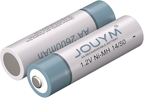 Paquete de 2 pilas AA recargables con botón superior de 2600 mAh, alta capacidad, 1.2 V, NiMH, baja autodescarga, doble A, recarga hasta 1000 veces