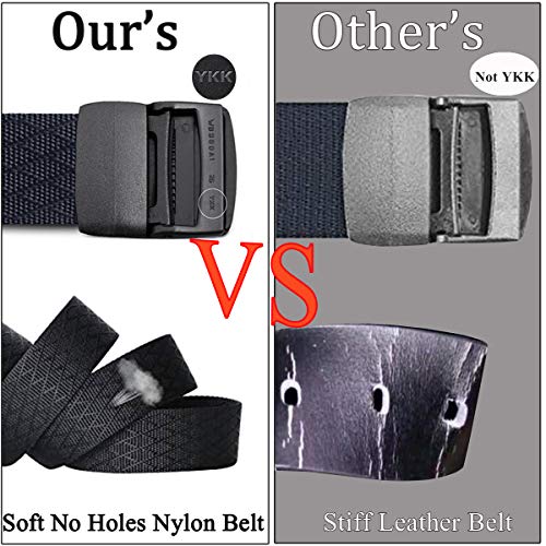Image of WYuZe 2 Pack Nylon Belt Outdoor Military Web Belt 1.5 inch Men Tactical Webbing Work Belts for Men