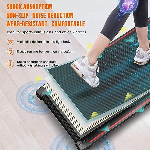 Compacte draagbare elektrische loopband, platte loopband voor onder het bureau, 1-6KM/H, LED-display en afstandsbediening, energiezuinig en geluidsarm, ruimtebesparend, geschikt voor thuis en kantoor. - Afbeelding 7