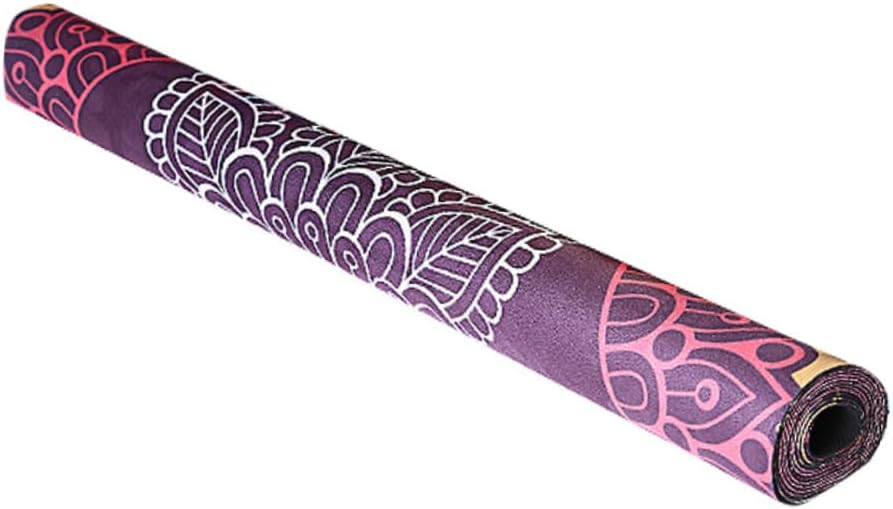 Natural Rubber Suede Yoga Mat Non-slip Lightweight Foldable Gym Workout Mat with Bright Printed Pattern for Pilates Fitness Home Floor Exercises