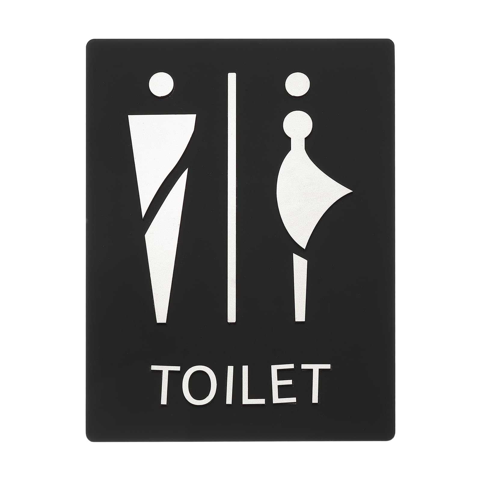 PATIKIL 1 Pack Restroom Sign, 8.3x11 Inch Bathroom Sign Unisex Self Adhesive Funny Metal Gender Neutral Cute for Business Home Toilet Door Wall Women Men Signage Silver, Style 2