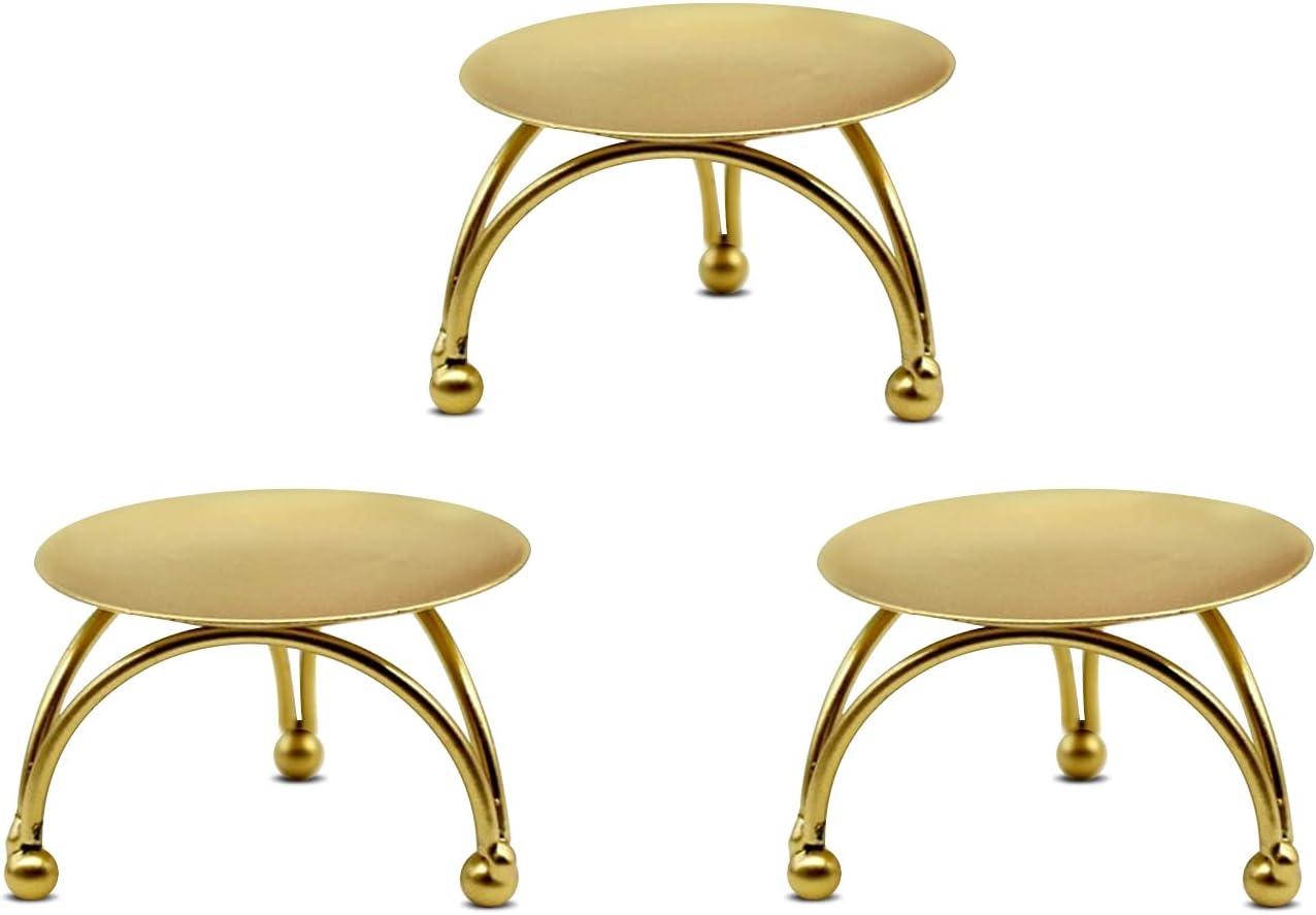Candle Holders Set, Iron Plate Candle Holders Decorative Gold Pillar Candlestick Holders, Centerpieces for Living Room Dinning Room Wedding Parties Decoration 3PCS (Gold)