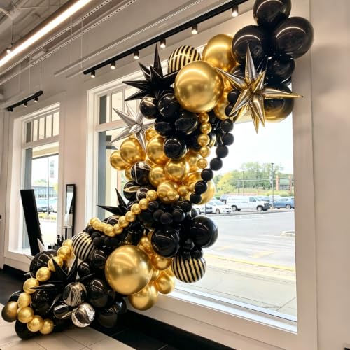 Image of Hiquaty Black and Gold Balloons,60pcs 12 Inch Black Balloons Gold Balloons