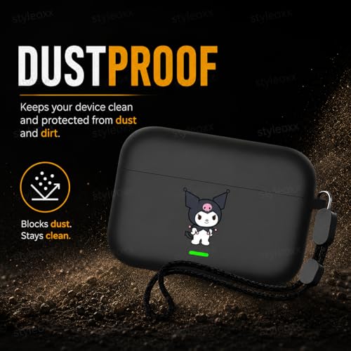 Image of Anvique Silicone Case Cover for Realme Buds T500 Pro, Shockproof Protective Earbuds Cover with Keychain Hook, Anti-Scratch Soft Silicone Skin, Full Body Protection Case (Kurrumii Lanyard)