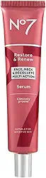 No7 Restore & Renew Soro multiação para rosto e pescoço – Soro antienvelhecimento para reparo profundo de rugas – Cuidados com a pele com infusão de colágeno com uma mistura hidratante de peptídeos de