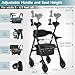StrollAid Upright Walkers for Seniors, 450 lb Heavy Duty Stand Up Rollator Walker with Adjustable Soft Sponge Armsupport & Seat, Tall Standing Folding Rolling Walker with 8'' Wheel, Black