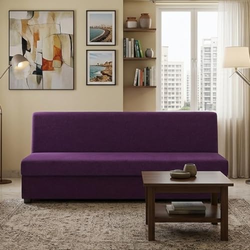 Image of CASASTYLE Signature Velour 3 Seater Sofa Set | Boston Fabric | 40D Foam + Zigzag Spring | 3-Yr Warranty (Royal Purple) | Modern Living Luxury Sofa Set for Home, Office & Hotel Spaces