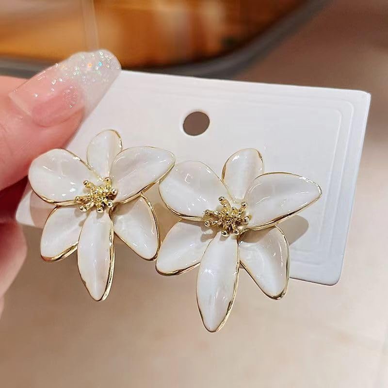 Enamel Drip Glazed Flower Stud Earrings for Women Boho Floral Earrings Spring Summer Party Jewelry - Image 6