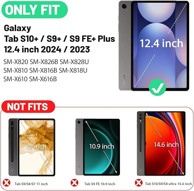 Image of TGK Rotating Flip Cover for Samsung Galaxy Tab S9 FE+ /S9 Plus /S10+ 12.4 inch Case Printed (Galaxy) Multicolor