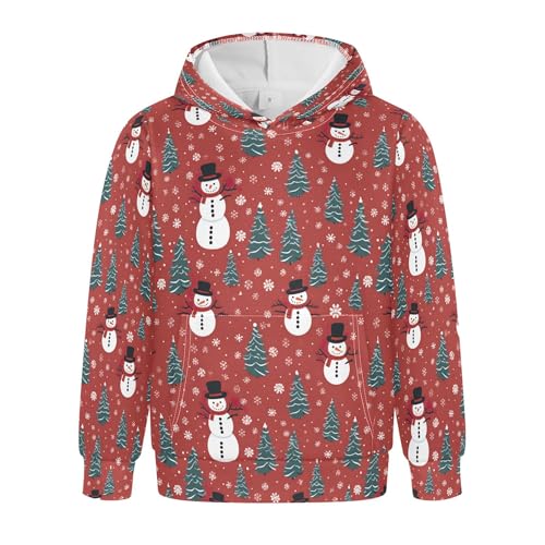 Kids Hoodies Sweaters Christmas Xmas Snowman Hooded Sweatshirts with Big Pockets for Boys Girls B0400339