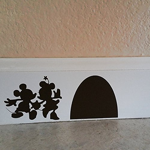 Mouse Decals Mouse Hole Decal Mouse Hole Wall Decals Mouse Hole Wall Sticker Mickey Mouse Decals Disney Decals for Wall ( 9.7" x 4", Black, Set of 2 )