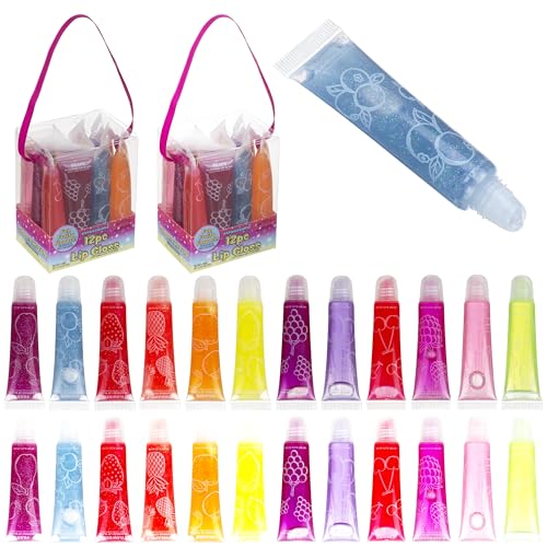 EXPRESSIONS 24pc Lip Gloss Set, Flavored Lipgloss Squeeze Tubes Value Pack