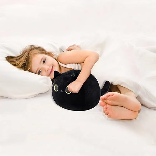 Miniatura 2 de YOMOTREE Almohada de peluche de gato, almohada de felpa suave, juguete de peluche de gato negro, regalos para niños y niñas (amarillo 7.9 in7.8