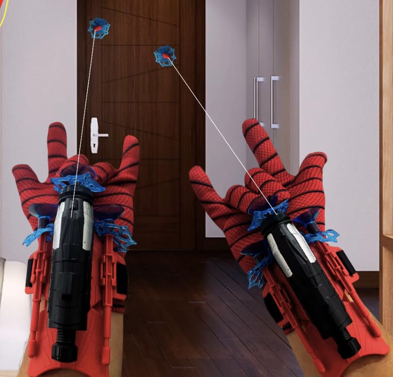 Kit 2 Luvas Lan&ccedil;a Teia Brinquedo Homem Aranha Infantil - Kit com 2 Luvas Lan&ccedil;adoras de Teia e...