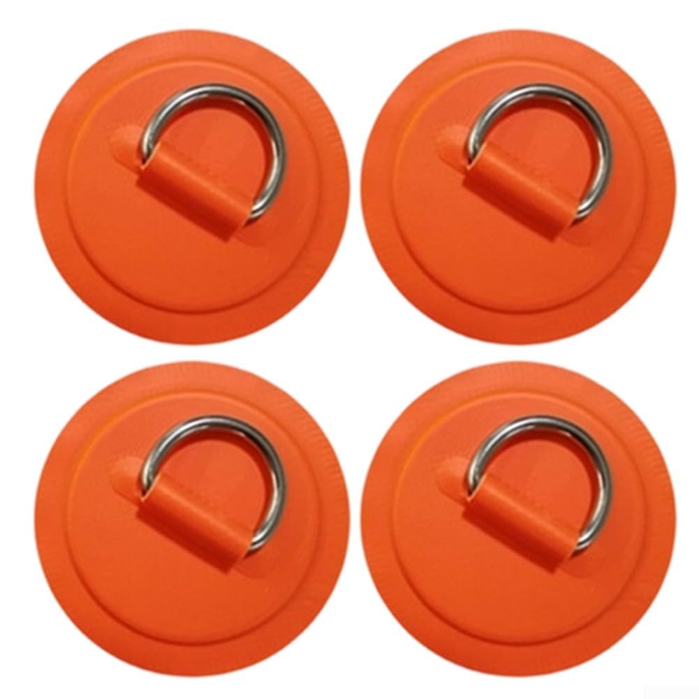 Stainless Steel D-Ring Patch Kit, 4 Pcs Stainless Steel D-Ring PVC Patch Pad-No Glue Include, For Inflatable Boat Paddle Board Canoe-Surfboard, White/Black/Blue/Gray/Red/Orange/Yellow(Orange)