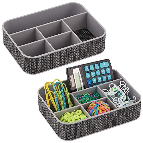 mDesign 2er-Set Schreibtischablage aus Kunststoff – praktische Sortierbox für Schreibwaren und Büroartikel…