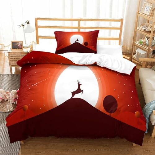 Housse de couette 135x200 avec fermeture éclair parure lit cerf 3D
