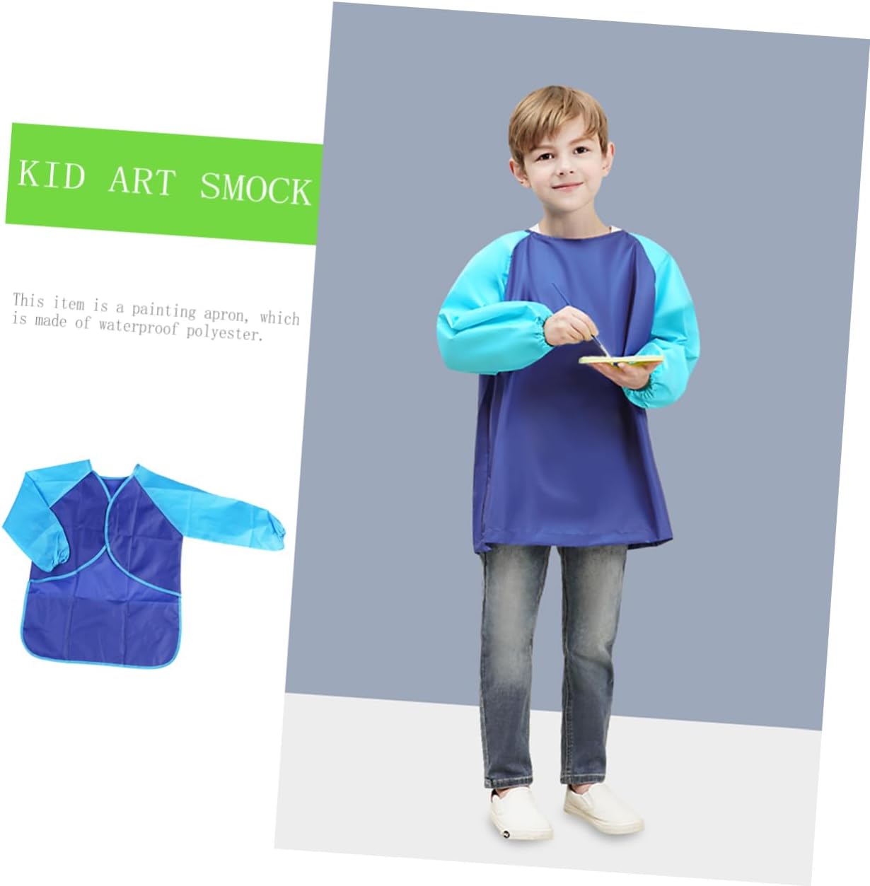 Gadpiparty Plus Size Waterproof Painting Apron for Kids Ages 7-12 Long-Sleeved Art Smock Sleeves for Painting and Crafting Activities