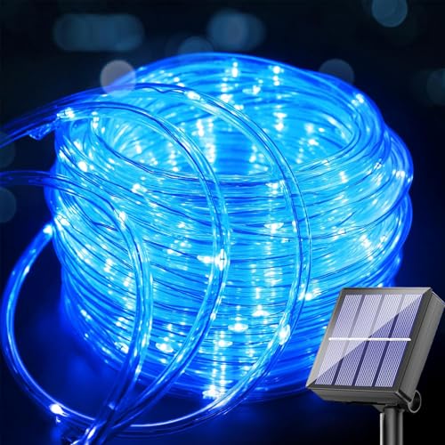 Aofonchy Solare Catena Luminosa Esterno, 10M 100LEDs Impermeabili Luci di Tubo Solari con 8 Modi, Luci a Corda Solari, Luminosa Tubo per Giardini Patio Case Natalizie Festa Decorazione
