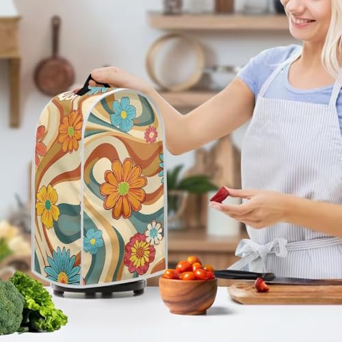 Image of Talayituse Hippie Flower Daisy Print Blender Dust Cover, Fingerprint Protection Cover for Stand Mixer or Coffee Machine, Home Kitchen Appliance Covers for Stain Dust Resistant Supplies
