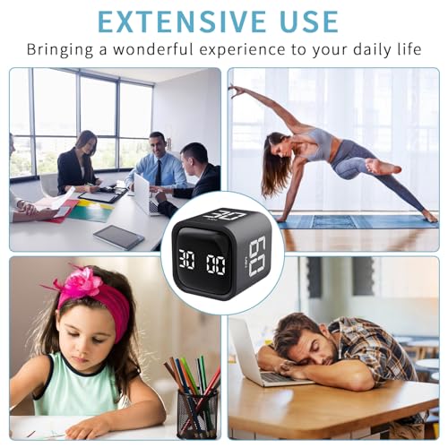Image of Qumox Pomodoro Timer, Cube Productivity Timer with Adjustable Sound and Vibration Alert, Ideal for Work, Office, ADHD, Study, and Tasks - 5 /10 /30 /60 Minutes & Custom Countdown - Black