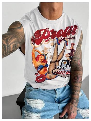 Men's Lion Graphic Workout Muscle Tank Tops Crew Neck Sleeveless Cut Off Shirts3