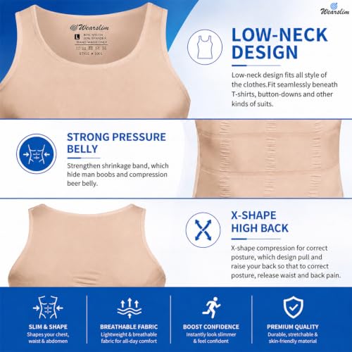 Image of Wearslim Men's Slimming Body Shaper Vest Shirt | Abs Abdomen Slim Stretchable Tummy Tucker Vest