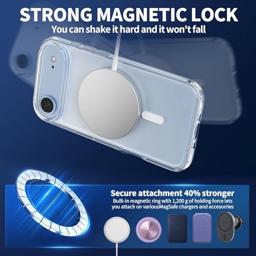 Image of VONZEE Transparent Clear Back Cover Case Compatible with iPhone 17 Air, [Compatible with Magsafe][Anti-Yellowing][Military-Grade Protection] Shockproof Slim Magnetic Phone Case 6.6 inch, Transparent