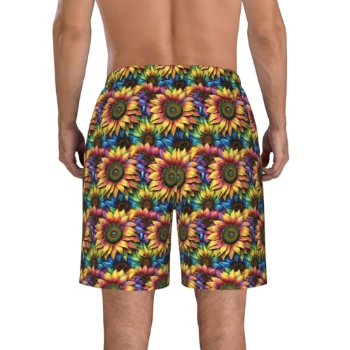 Rainbow Sunflower Print Stylish Beach Shorts Swim Trunks Lightweight Breathable Summer Outdoor Activities3