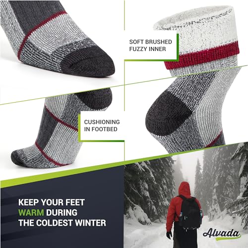 Image of Alvada Merino Wool Hiking Socks Thermal Warm Crew Winter Boot Sock For Men & Women 3 Pairs