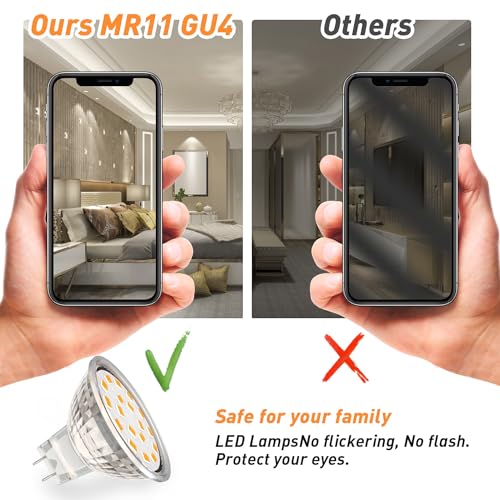 RuLEDne MR11 LED Bulbs, GU4 Bi-Pin Base ACDC 12V 3W (Equivalent to 25W 30W Halogen Light Bulbs) Warm White 2700K - Image 4