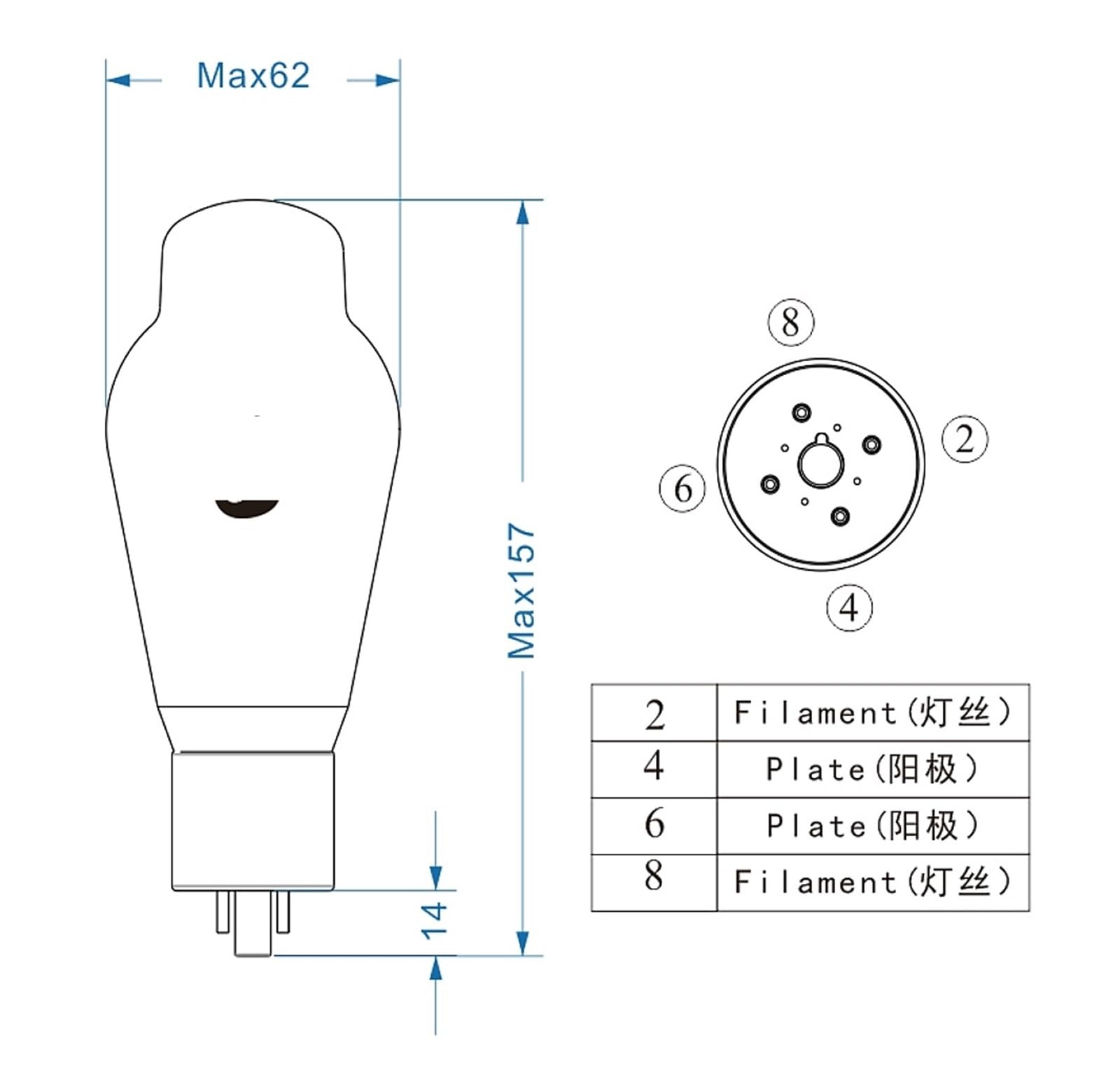 UK-EL34 UKEL34 Tube Upgrade EL34 EL34C 6CA7 6P3P 6L6 5881(4pcs Matched Quad)