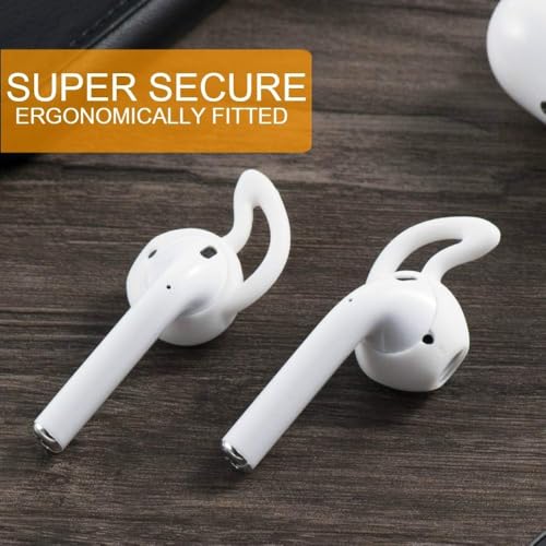 Image of Scalebee Silicone Ear Tips & Hooks for Apple AirPods /EarPods, White | Anti-Slip Sport Design, Anti-Drop Gel, Soft Covers, Compatible with AirPods /EarPods