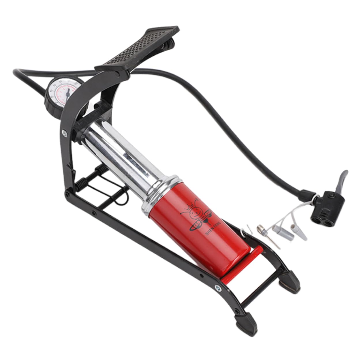 HOLIDYOYO Portable High Pressure Foot Pump Mini Inflator with Pressure Gauge for Bikes Cars and Balls Slip Pedal for Stability Durable Design for Use