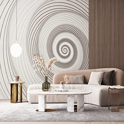 Papier peint 3D lignes abstraites gris pour agrandir un salon - 3