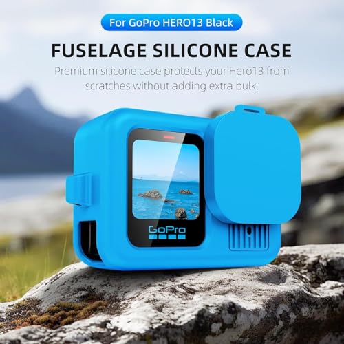 Image of M.G.R.J Silicone Protective Case Cover for Gopro Hero 13, Silicone Sleeve with Lanyard Lens Cap (Blue)