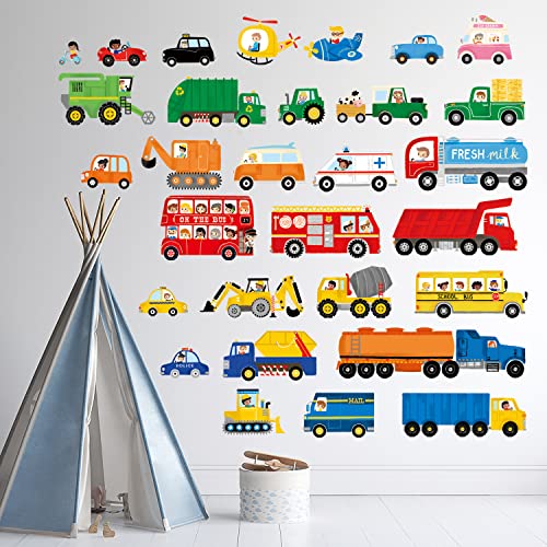 DECOWALL DSL-8064 Construction Vehicles Wall Stickers Transportation Car Truck Decals Removable for Kids Boys Baby Bedroom Nursery Playroom Living Room - Image 3