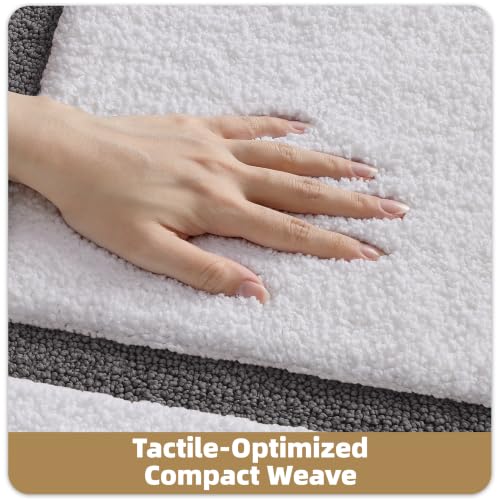 Image of Color&Geometry Mini White Bathroom Rugs 24x16, Extra Soft Absorbent Microfiber Bath Rug, Non-Slip Bathroom mat, Washable Plush Bath Mats for Bathroom, Shower, Bathtub, Laundry, Small, White Gray